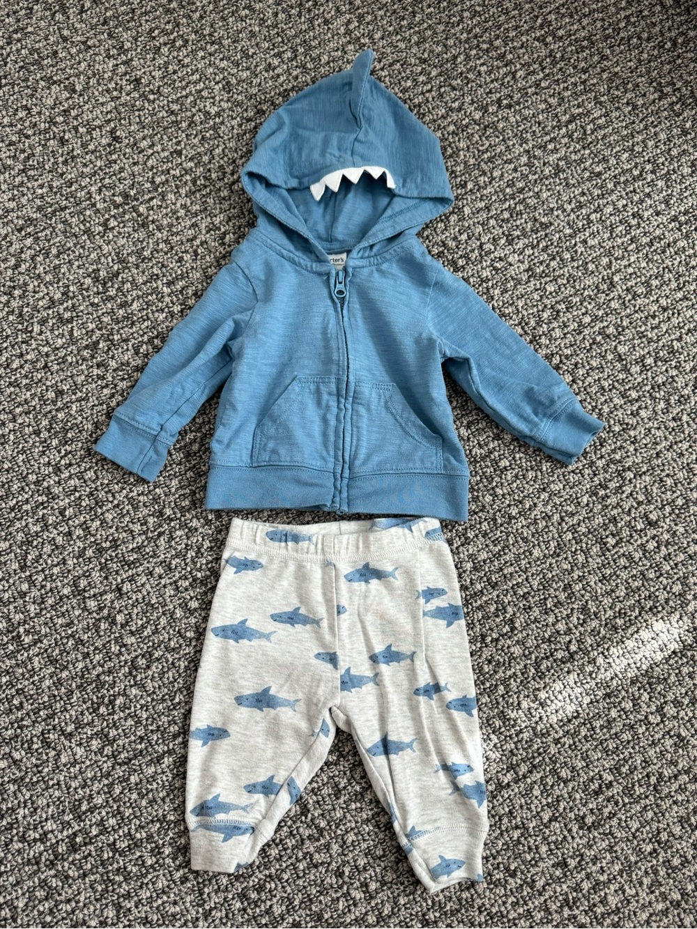 Carter's Light Blue Shark Hoodie Set